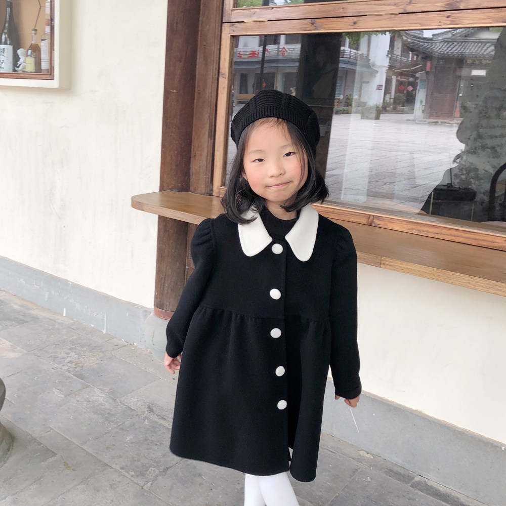Herbenwind bifacial cashmere coat girl 2021 autumn and winter clothes Korean children banged on the polo baby's fur coat