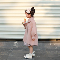 Girls woolen coat 2021 winter dress new Korean version of the childrens double face cashmere big coat foreign air girl