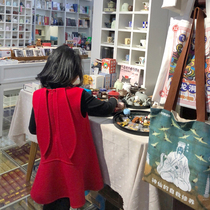 Girl full wool vest dress 2021 new Korean version Children Rabbit ear Liandress Skirt Baby Autumn winter thickened Long dress