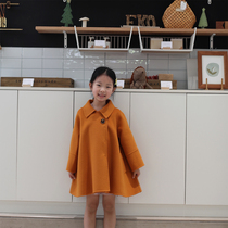 Girls fur coat 2021 autumn and winter foreign air baby boy clothing Han version A character large pendulum child bifacial cashmere big coat
