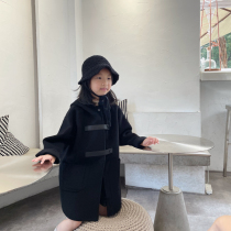 2021 autumn and winter clothing Han version of childrens fur coat girl retro cloak bifacial suede wool big coat foreign air black