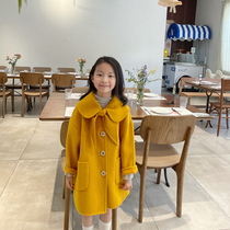 Girls clothing foreign style double-sided cashmere coat autumn and winter net red Korean version of the big childrens mid-length childrens woolen coat trendy