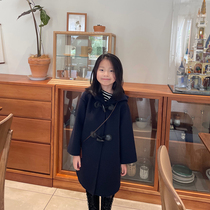Childrens double-sided cashmere coat 2022 autumn new foreign style fashionable horn buckle baby girl wool woolen coat