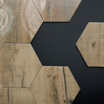 Brick series Modern simple hexagonal imitation wood grain floor tiles Restaurant kitchen bathroom floor tiles non-slip antique wall tiles