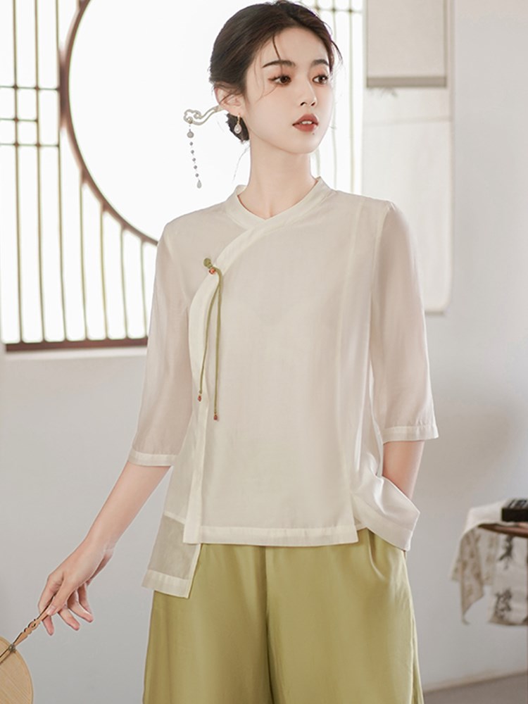 New Chinese blouses Zen Imagery Women's Clothing Fairy Qi Tang Dress Lady China Wind Shirt Han Elements Suit Autumn Ancient Dress-Taobao