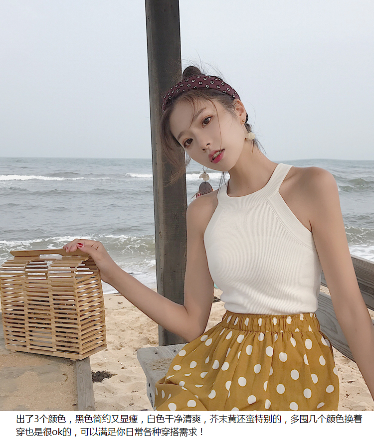 Áo len nữ kiểu retro sang trọng kiểu Hồng Kông mùa hè mặc áo lụa dệt kim phiên bản Hàn Quốc của áo cổ lọ không tay quây quần áo