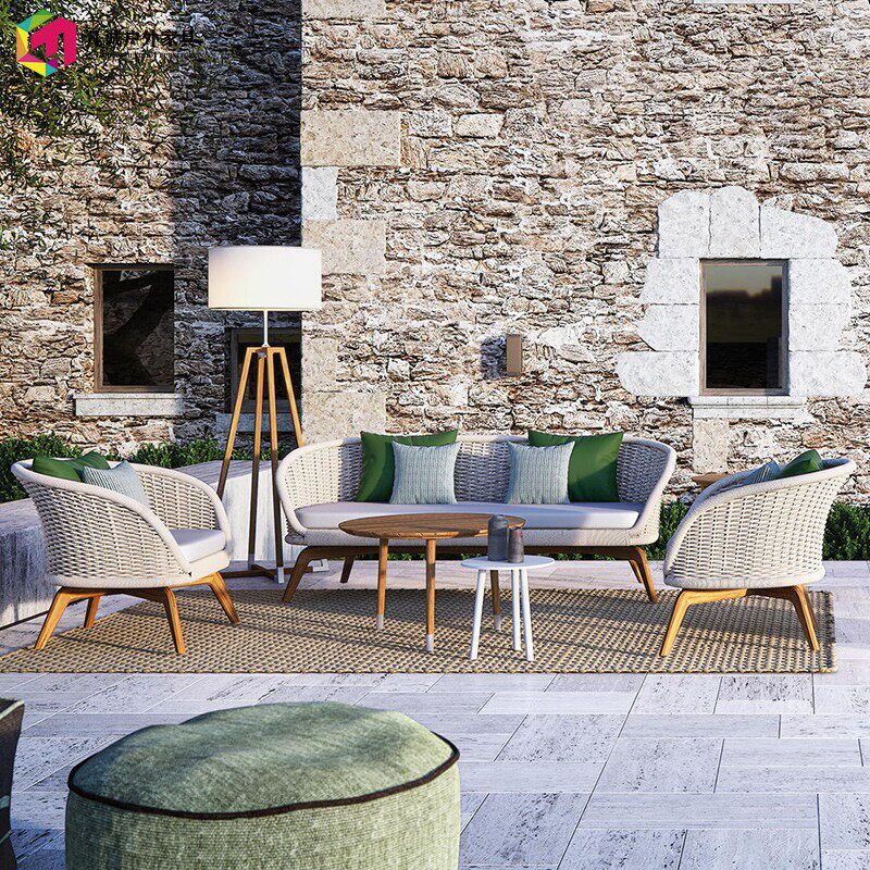 Outdoor Sofa Rattan Chair Furniture Villa Courtyard Terrace Balcony Garden Model Room Sales Department Designer Leisure