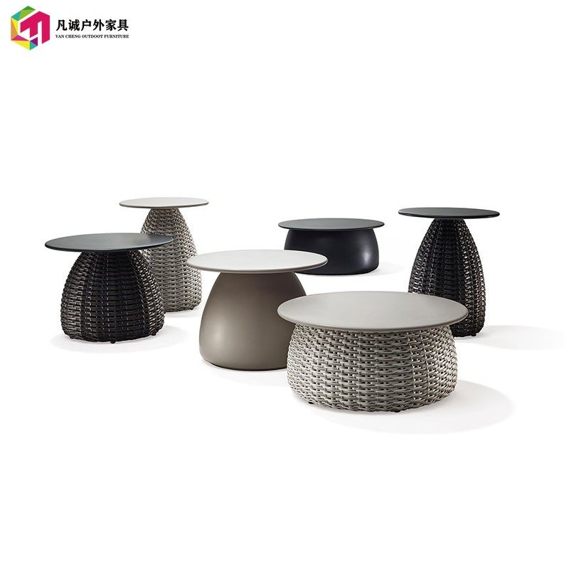 Outdoor rattan rattan sofa coffee table sales department designer balcony garden round table rattan chair small coffee table Nordic side table