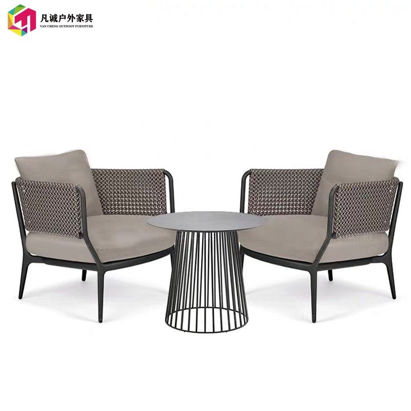 Outdoor rattan single sofa balcony leisure chair garden small apartment rattan chair Nordic model room courtyard rattan sofa