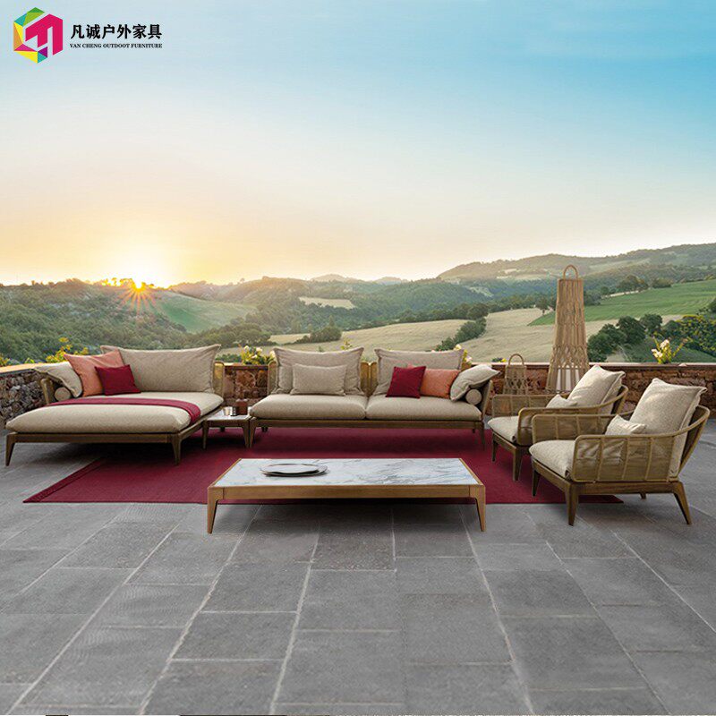 Outdoor sofa villa garden designer terrace sales department swing rattan garden leisure furniture teak sun protection