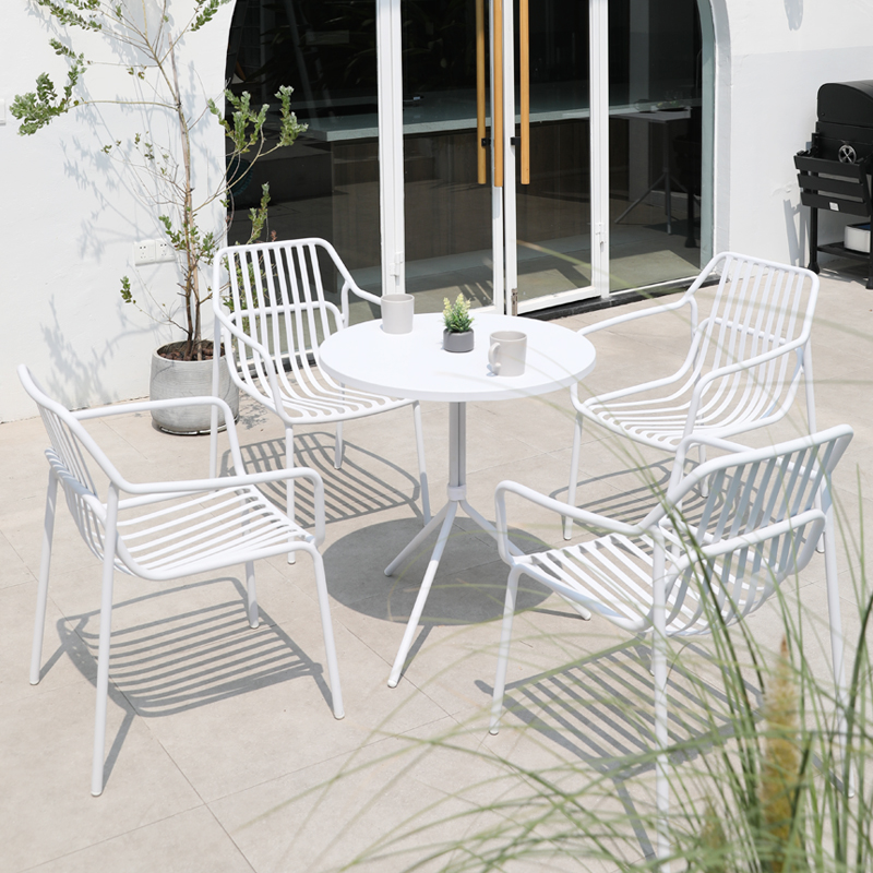 Outdoor Table & Chairs Casual Milk Tea Shop Coffee Restaurant Outside Pendulum Creative Garden Courtyard Minima outdoor Balcony Chair Combo-Taobao