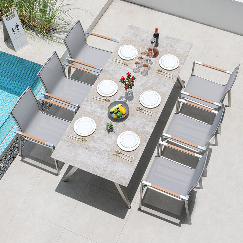 Outdoor table and chair courtyard combination mesh chair stainless steel creative outdoor waterproof villa terrace garden leisure furniture