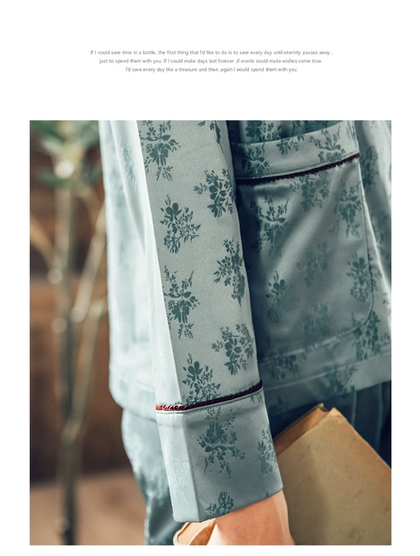 BOTHYOUNG mùa thu đông retro đồ ngủ cung điện set đồ nữ cổ chữ V thêu nhà dài hai mảnh đồ pijama nữ