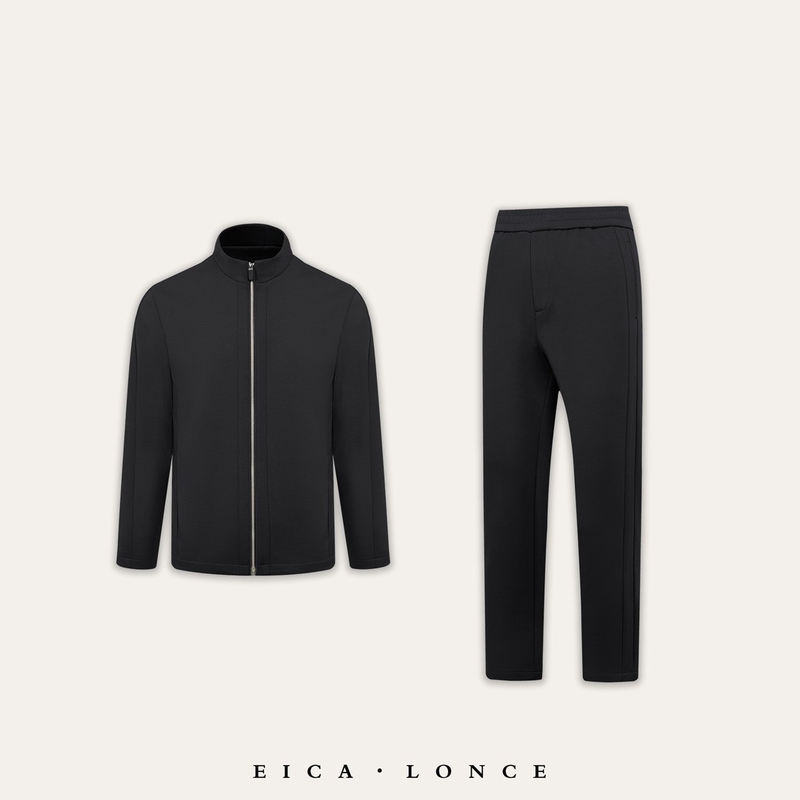 "Jie Ni Nero Oasi" Early Spring Men's Wool and Mulberry Silk Executive Casual Skin-Friendly Knit Set