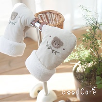 South Korea ins2023 new winter windproof plus velvet warm childrens scooter gloves bicycle stroller gloves