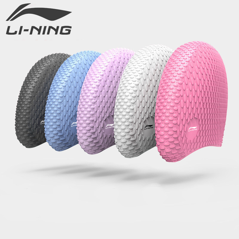 Li Ning Swimming hat men's long hair waterproof anti-slip protective ear adult large number not ler head pure color silicone swimming cap