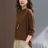 Осенний тонкий приятный телу лонгслив для матери, футболка, большой размер, для среднего возраста, в западном стиле