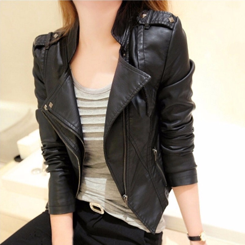 2024 Autumn and Winter New Women's Leather Jacket Korean Style Short Slim Fit Motorcycle Pu Leather Jacket Plus Size Leather Jacket Coat for Women 2024 Autumn and Winter New Women's Leather Jacket Korean Style Short Slim Fit Motorcycle Pu Leather Jacket Plus Size Leather Jacket Coat for Women