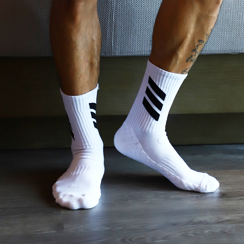3 Pairs of Unmad Men's Mid-Calf Socks, Sports Socks, Towel Bottom, Breathable Basketball Elite Socks, High-Top Trendy Thick Socks