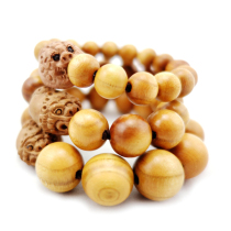 Natural brave golden toad Toad head peach wood hand string male Lady log bead bracelet retro plate play transfer fortune