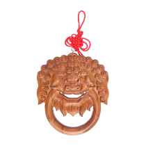 Peach Wood Pepper Tucco Door Ring Imitation Ancient Beast Head Decorative Handle Swing Door Door God Paste Retro Wood Carved Into The Family Door Pendant