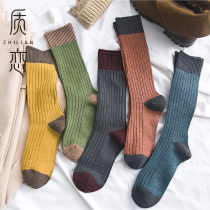 Japanese socks Womens pile socks Mid-high tube retro cotton socks Autumn and winter thick Korean thick line socks Hong Kong trend ins stockings