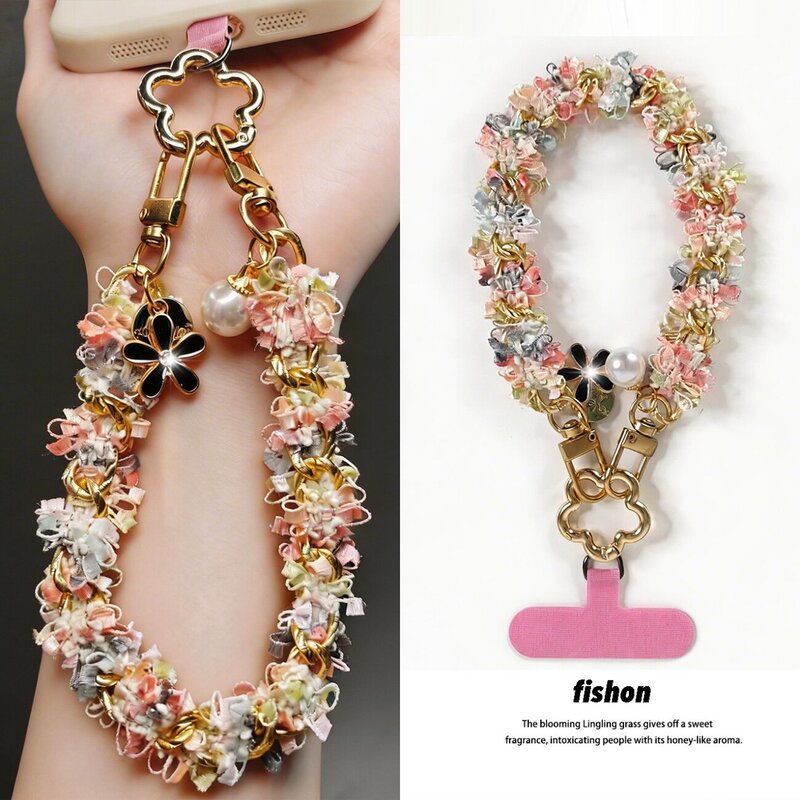 High-End, Unique and Stylish Fairy Lace Twist Chain Phone Lanyard, Short Style, Chanel-Inspired Wrist Strap, Anti-Loss Gift for Women High-End, Unique and Stylish Fairy Lace Twist Chain Phone Lanyard, Short Style, Chanel-Inspired Wrist Strap, Anti-Loss Gift for Women