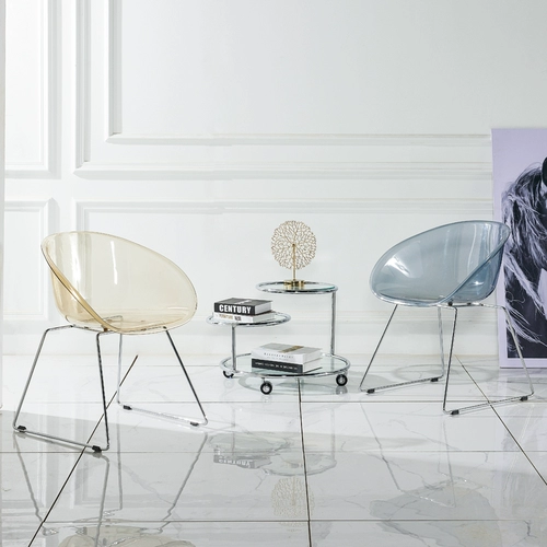 Северный легкий роскошный обеденный стул Домохозяйство Прозрачное кресло Стул Стул из нержавеющей стали.