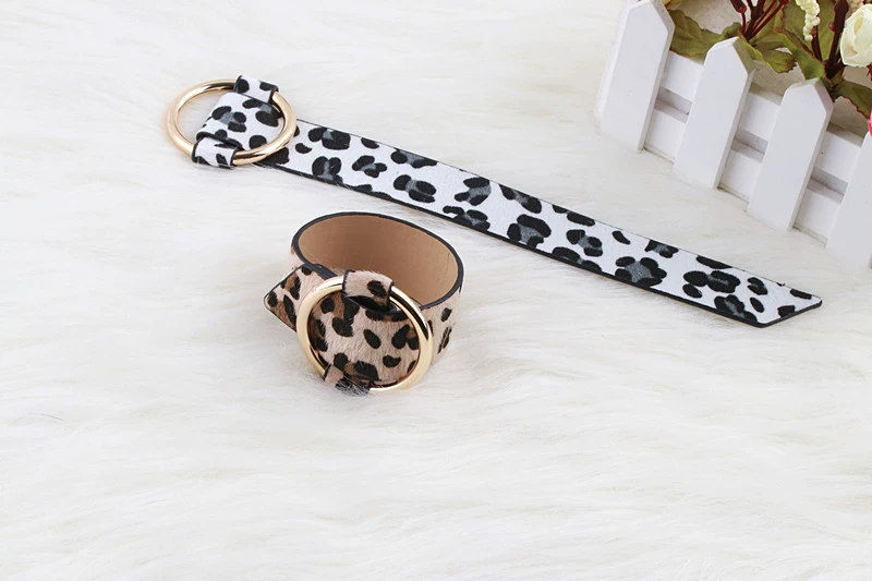 Áo khoác lông họa tiết da báo hoang dã có thể điều chỉnh vòng đeo tay bằng da cá tính hipster châu Âu và Mỹ phóng đại trang sức tay 2018 mới