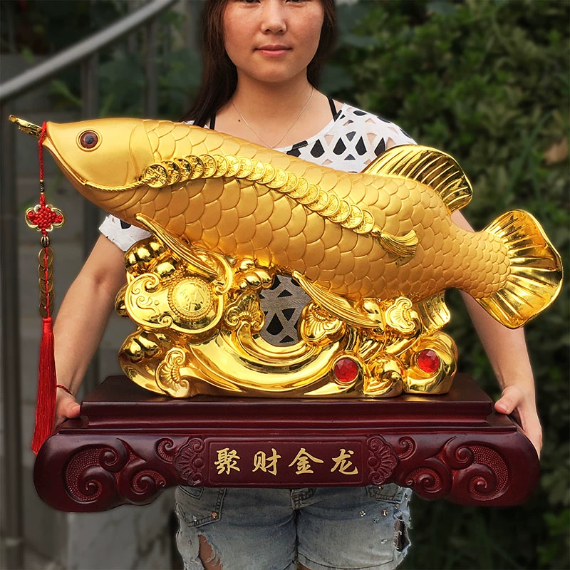 Lucky Gold Arowana Trang trí phòng khách Trang trí TV Tủ rượu Tủ trang trí Trang sức Trang sức Khai trương Thủ công - TV