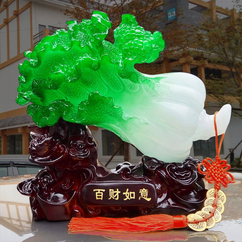 大きな幸運の翡翠キャベツ飾り 自宅リビングルーム ワインキャビネット装飾 工芸品 オフィスデスク 開店祝いギフト