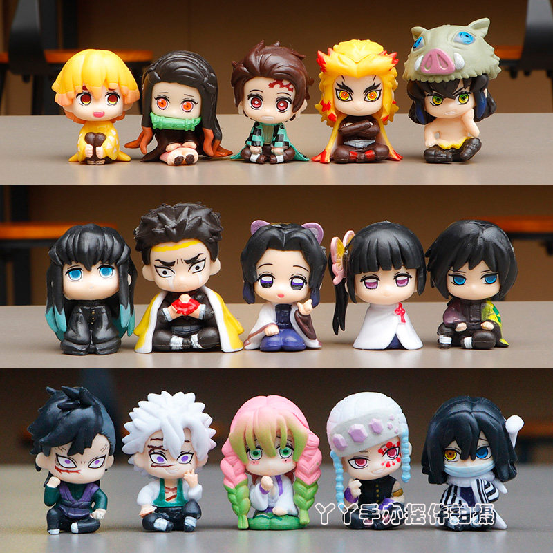 Q Version Demon Slayer Figure Sitting Posture Tanjiro Flame Hashira Nezuko Kanroji Mitsuri Car Decoration Gift