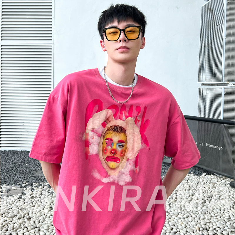 Harley Quinn Print Design Round Neck Pullover Short Sleeve Loose Fit Unisex Couple Casual T-Shirt Half Sleeve