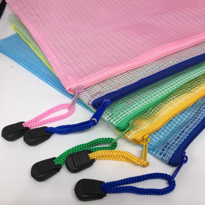 A4B5 Mesh Bag File Bag Student Job Bag Transparent Mesh Pull Chain Bag Exam Paper Bag Stationery Bag kit