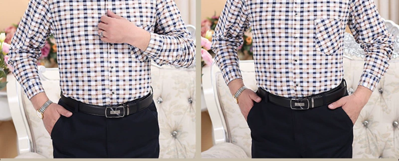 Áo sơ mi nam trung niên tay dài trung tính kẻ sọc mỏng áo sơ mi nam giản dị áo sơ mi nam tay dài