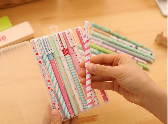 Japanese Style Floral Print Ten Color Neutral Pens 10 Sets display picture 1