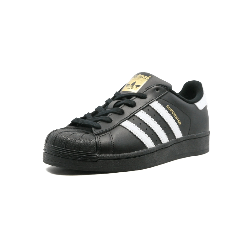 Adidas SUPERSTAR FOUNDATION J vỏ đầu màu đen và vàng trắng tiêu chuẩn giày thông thường B23642 - Dép / giày thường