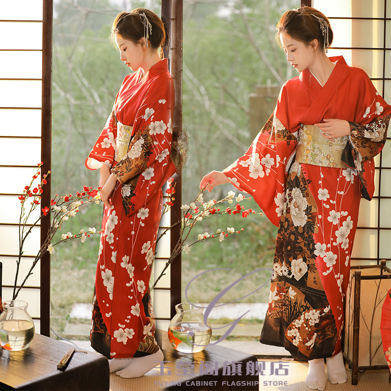 Kimono Women's Formal Wear Traditional Improved Chinese Style Classy Elegant New Summer Red Photo Shoot Japanese Style