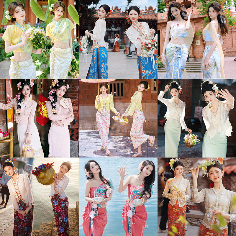 新作人気ダイ族服ダイ族少女シーサンパンナの小さな新鮮な民族風ニョニャ旅行写真撮影服