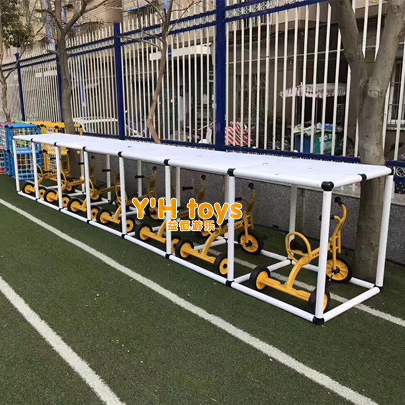 Kindergarten outdoor storage layer shelf outdoor children's toy storage combination cabinet custom versatile pipe car frame