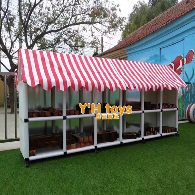 Kindergarten children's outdoor variable pipeline storage finishing rack with top pipeline storage shelf building blocks mobile storage cabinet