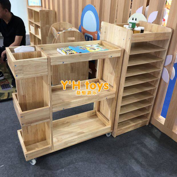 Kindergarten Solid Wood Painting Color Photocopy Paper Cabinet 4 Open Cardboard Containing Cabinet Toddler Meme Cut Paper Painting Paper Classification Finishing Cabinet