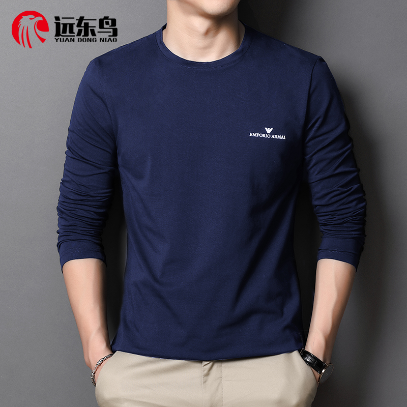 Men's blouses middle-aged dad Spring and autumn clothes Long sleeves T-shirt pure cotton autumn clothes underwear lower summer thin single piece outside