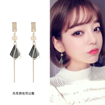 Korean temperament long geometric triangle shell earrings face thin earrings Joker ear clip No earring ear jewelry female