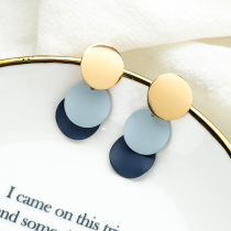 Japanese Korean simple color matching round earrings earrings earrings earrings no earrings earrings earrings earrings earrings earrings female