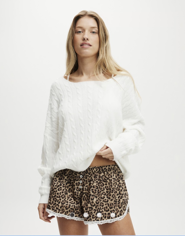 Australian Single-Piece Leopard Print Home Shorts Without Drawstring