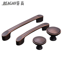 Rui Gao copper handle Nordic wardrobe wooden door drawer simple cabinet door pure copper red bronze bronze European style