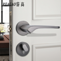 Light luxury pure copper door lock indoor modern split lock solid wood American simple silent room door bedroom lock Nordic gray Black