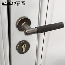 All copper silent door lock indoor bedroom room lock American solid wood door British universal lock pure copper split lock