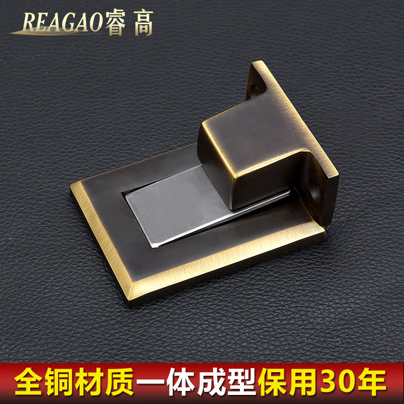 Total copper invisible stiletto floor suction door suction strong magnetic warm toilet pure copper nail-free suction minimalist about black American